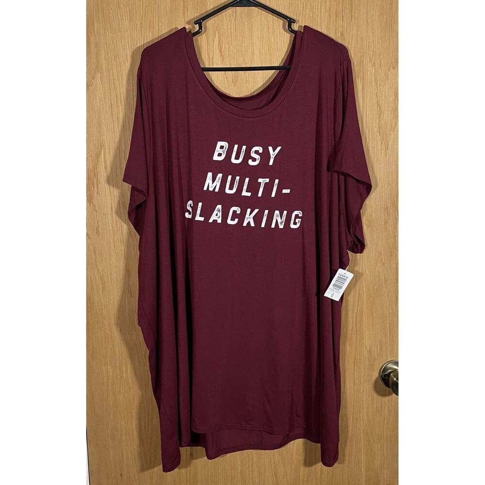 Torrid Sz 6 Super Soft Knits T-Shirt Busy Multi-Slacking Stretch Burgundy Basic